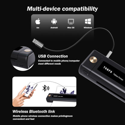 INKSOUL® T08FS Wireless Tattoo Transfer Stencil Printer-Can print shadows